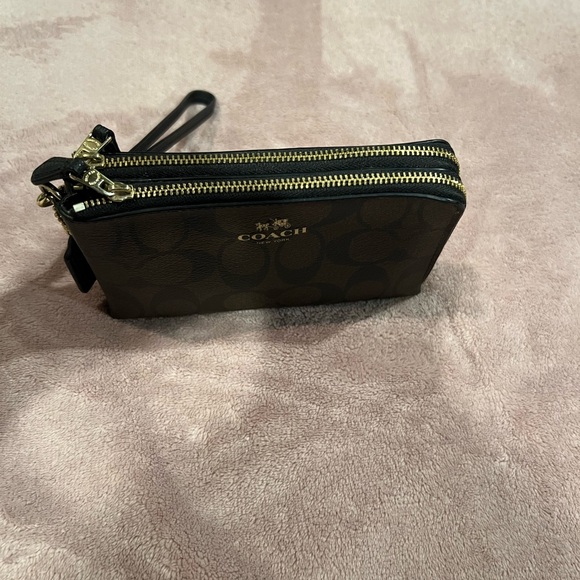Coach Dark Brown Wristlet with Black Accents - Picture 3 of 4